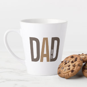 Modern Brown Personalized Dad Established Latte Mug