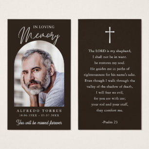 Modern Brown Photo Funeral Memorial Prayer Cards