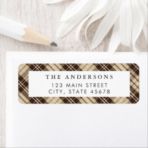 Modern Brown Plaid Return Address Label