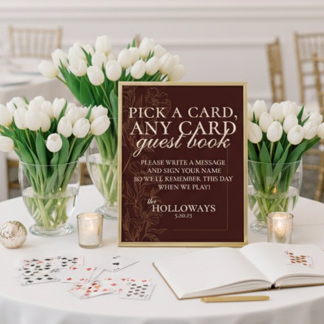 Modern Brown Playing Card Wedding Guest Book (Invite guests to leave a little love in a fun and memorable way!)