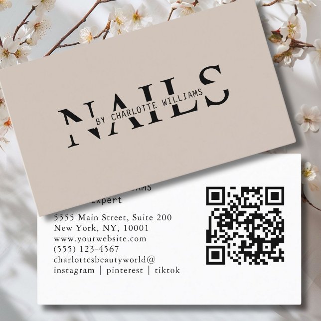 Modern, Brown, QR Code Business Card (Modern, Brown, QR Code Business Card. Perfect for Beauty, Nails, Lashes, Hair experts and more.)