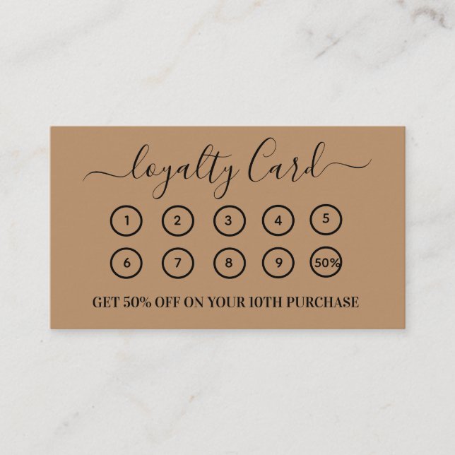 Modern Brown QR Code Business Logo Loyalty Card (Front)