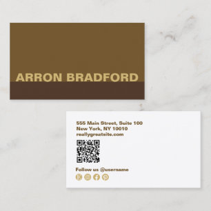 Modern Brown Social Media QR Business Card