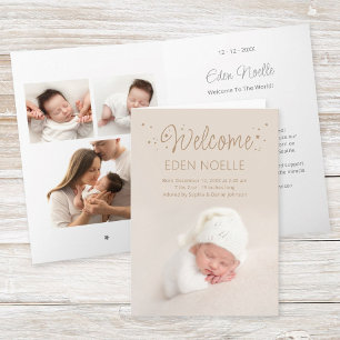 Modern Brown Stars Birth Announcement Folded Card