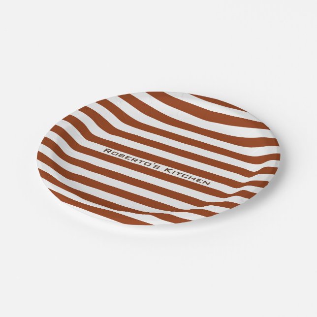 Modern Brown Stripes on any Colour with Custom Paper Plate (Angled)