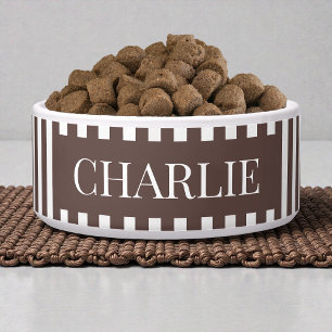 Modern Brown Stripes Pattern Personalised Dog Pet