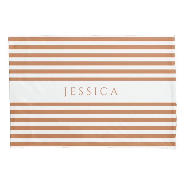 Modern Brown Stripes Pattern Pillowcase (Front)