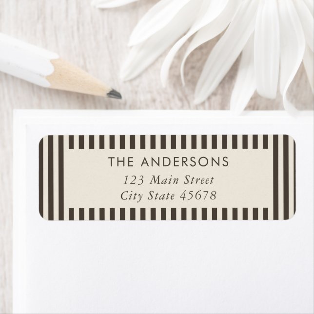 Modern Brown Stripes Return Address Label (Insitu)