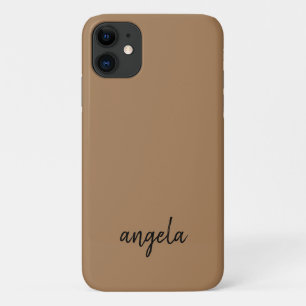 Modern brown stylish custom name iPhone 11 case