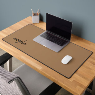 Modern brown stylish custom name desk mat