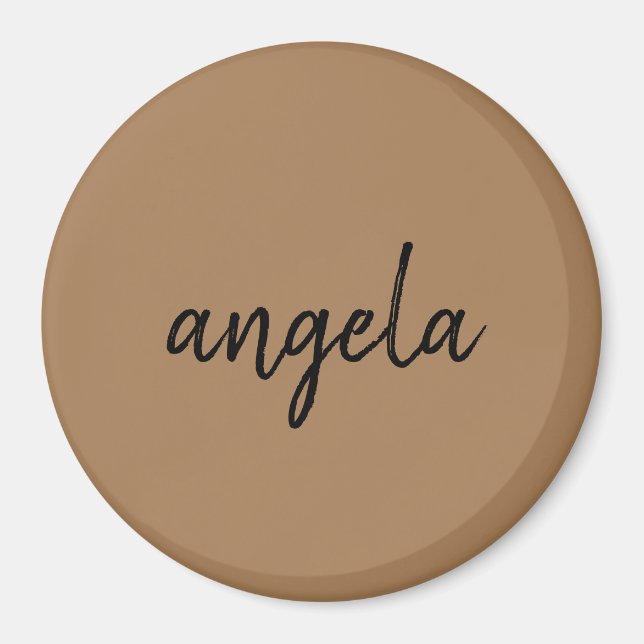 Modern brown stylish custom name magnet (Front)