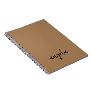 Modern brown stylish custom name notebook