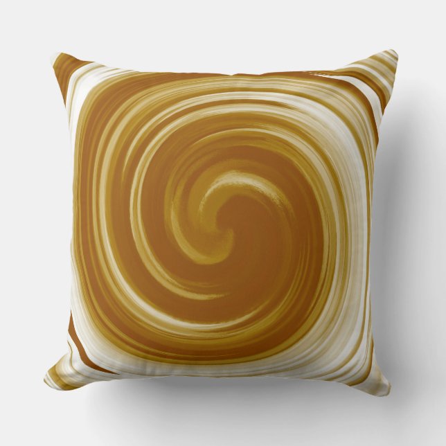Modern Brown Swirl Abstract Art Cushion (Front)