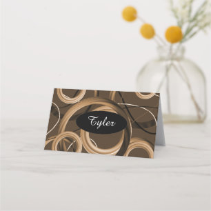 Modern Brown Swirl Seating Place Card