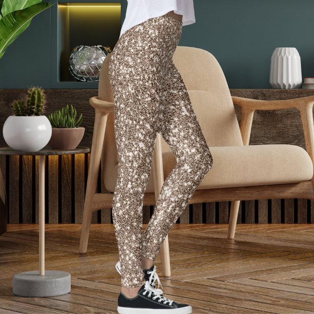 Modern Brown Tan Glitter Texture Seamless Pattern Leggings (Creator Uploaded)