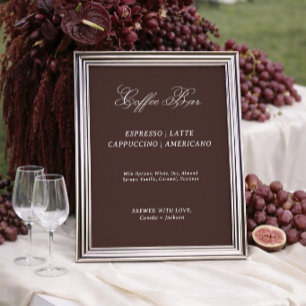 Modern Brown Wedding Coffee Bar  Poster