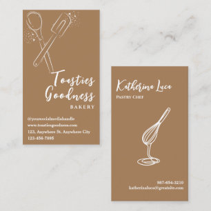 Modern Brown White Baking Utensil Bakery Business Card