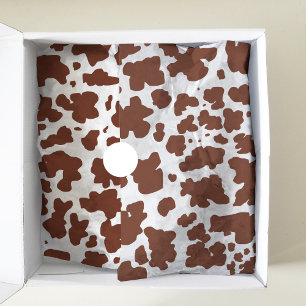 Modern Brown White Cow Skin Texture Animal Print  Tissue Paper