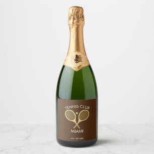 Modern Brown White Elegant Classic Tennis     Sparkling Wine Label