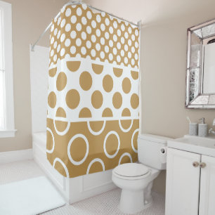 Modern Brown & White Layered Circular Pattern Shower Curtain