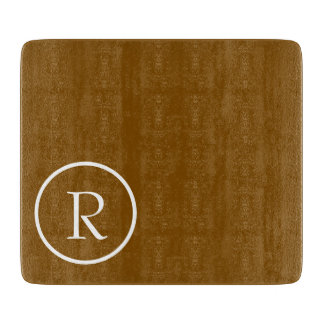 modern Brown  &White Monogram Cutting Board