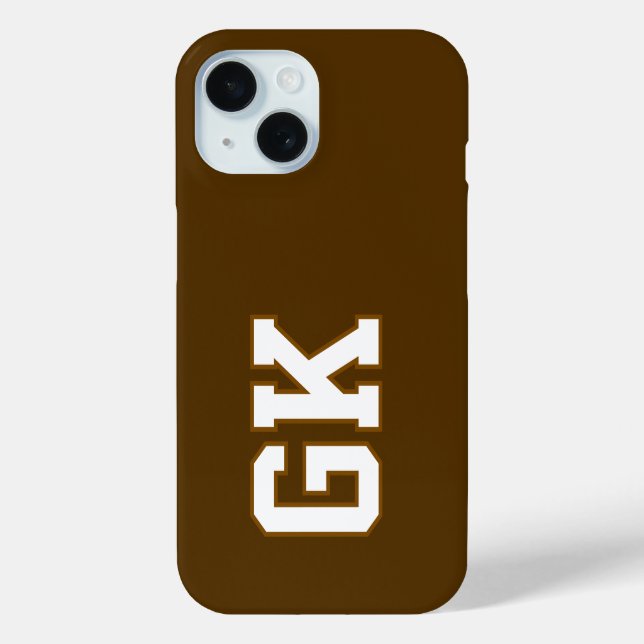 Modern  Brown White Monogram Initials Case-Mate iPhone Case (Back)