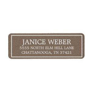 Modern Brown White Return Address Label