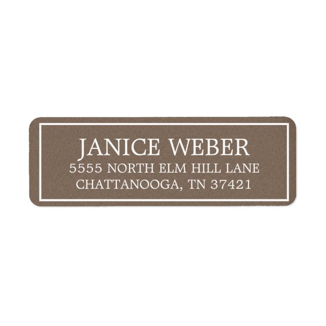 Modern Brown White Return Address Label (Front)