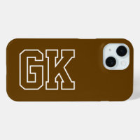 Modern Brown White  Varsity Monogram Initials