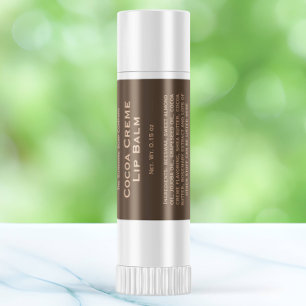 Modern brown with tan text lip balm tube label