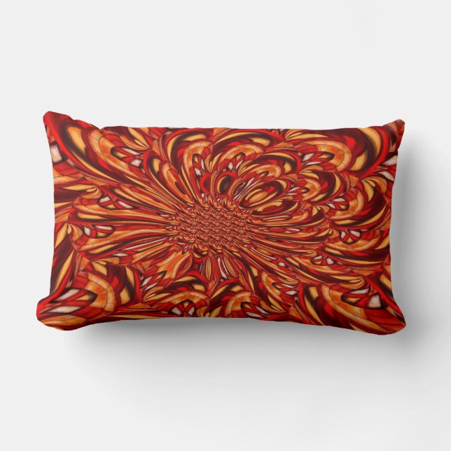 Modern Brown Yellow Red Soft Abstract Lumbar Cushion (Front)