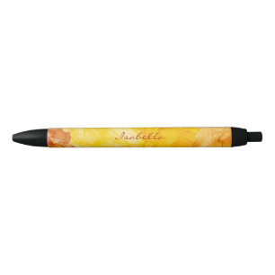 Modern Brown Yellow Sparkle Colour Ink Pattern Black Ink Pen