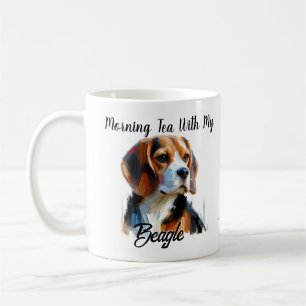 Modern Browns on White Morning Tea Beagle Coffee Mug