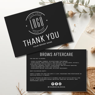 Modern brows aftercare business logo thank you card