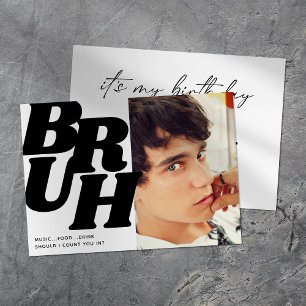 Modern Bruh Teenage Boy Birthday Party Invitation