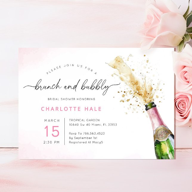 Modern Brunch and Bubbly Champagne Bridal Shower Invitation (Creator Uploaded)