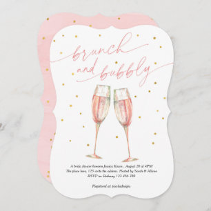 Modern brunch and bubbly, champagne bridal shower  invitation