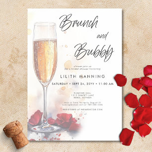 Modern Brunch & Bubbly Watercolor Bridal Shower Invitation