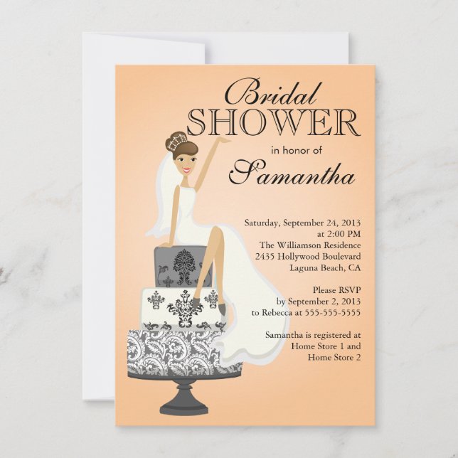 Modern Brunette   Bride Bridal Shower Invitation (Front)