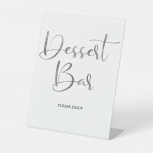 Modern Brush Calligraphy Wedding Dessert Bar Pedestal Sign