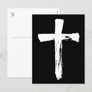 Modern Brush Cross - Christian Religious Crucifix Holiday Postcard