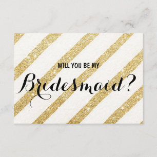 Modern brush gold stripe Will you be my Bridesmaid Invitation