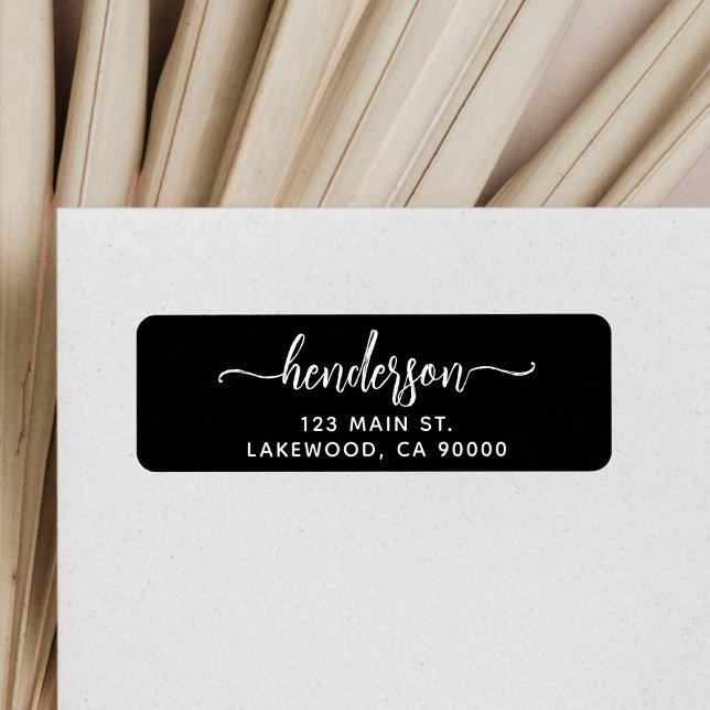 Modern Brush Handwritten Black Return Address Label (Creator Uploaded)