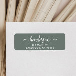 Modern Brush Handwritten Green Return Address Label<br><div class="desc">Cool brush script.</div>