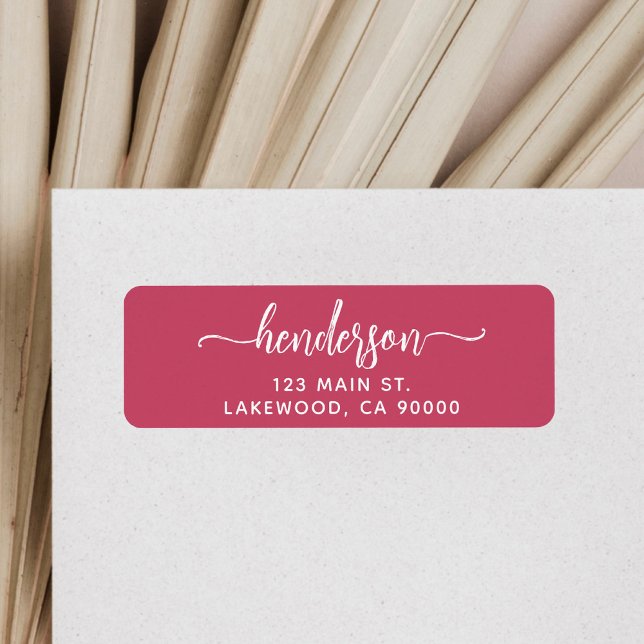 Modern Brush Handwritten Red Return Address Label (Creator Uploaded)