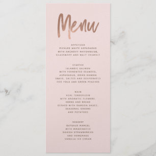Modern Brush Rose Gold Wedding Menu