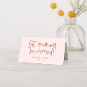 Modern Brush Rose Gold Wedding Place Card