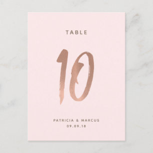 Modern Brush Rose Gold Wedding Table number 10 Postcard