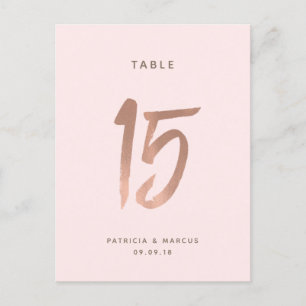 Modern Brush Rose Gold Wedding Table number 15 Postcard