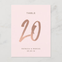 Modern Brush Rose Gold Wedding Table number 20